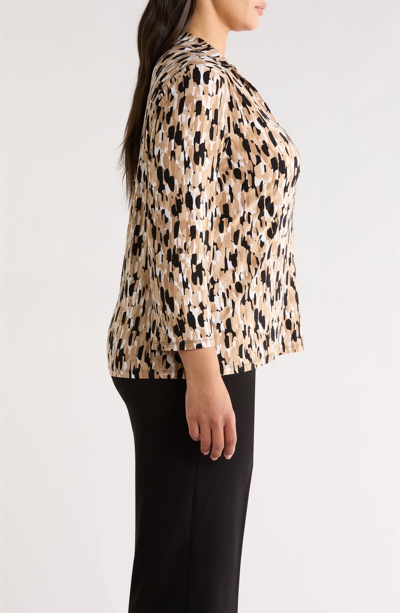 AK ANNE KLEIN Abstract Print Jersey Top, Alternate, color, Anne Black/ Latte Multi