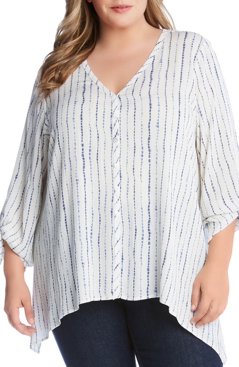 Karen Kane Stripe Tie Sleeve Blouse, Main, color,