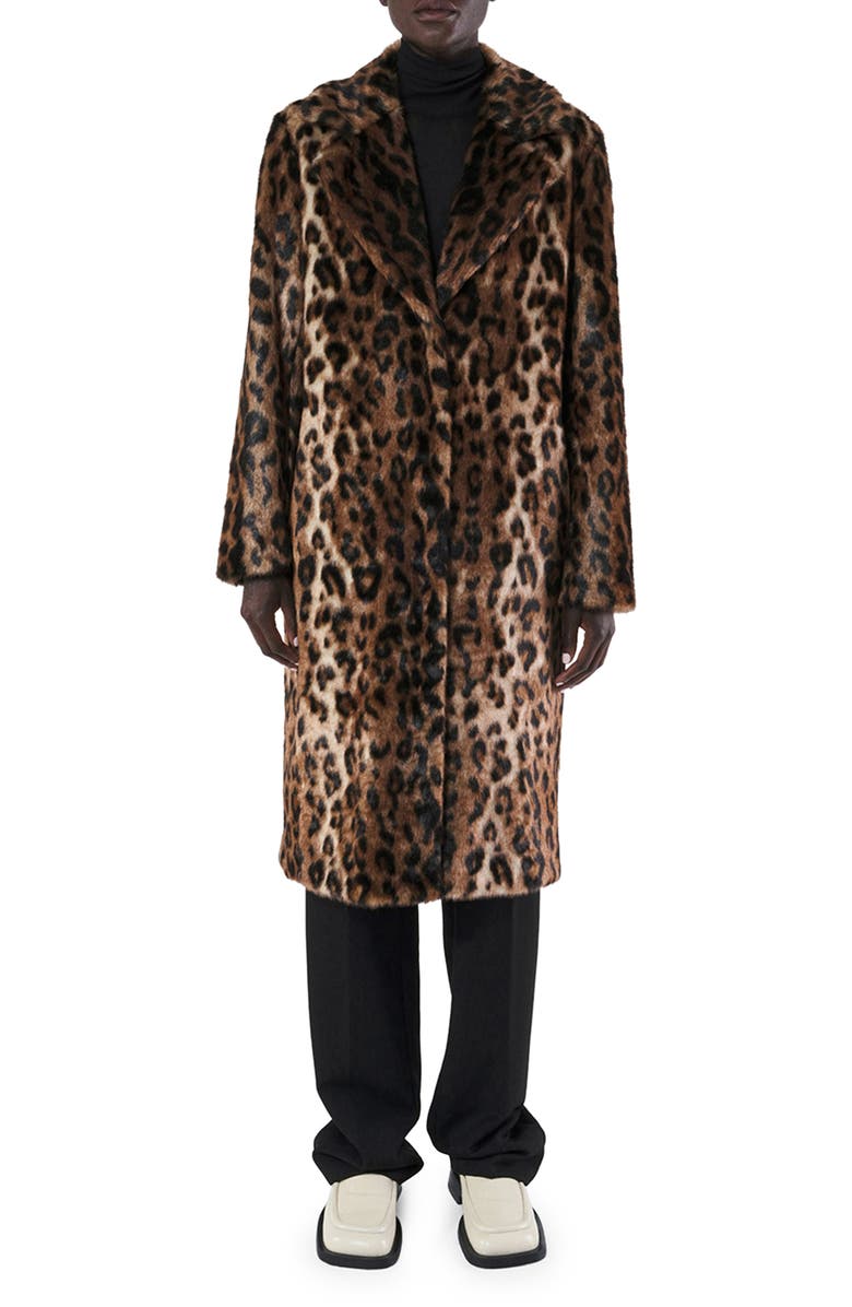 Apparis Tikka Leopard Print Faux Fur Coat, Main, color, 