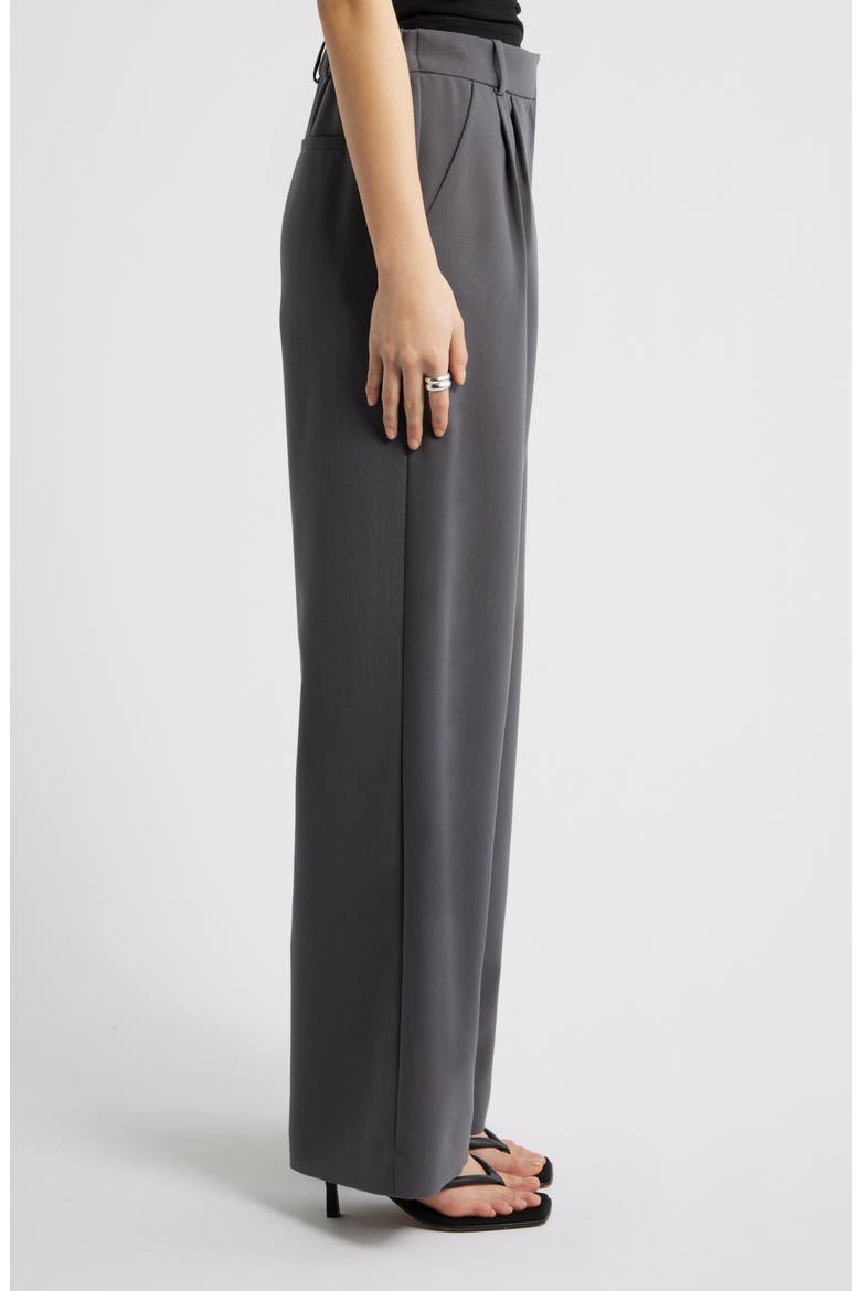 Icon Twill High Waist Wide Leg Trousers, Alternate, color, GREY MAGNET