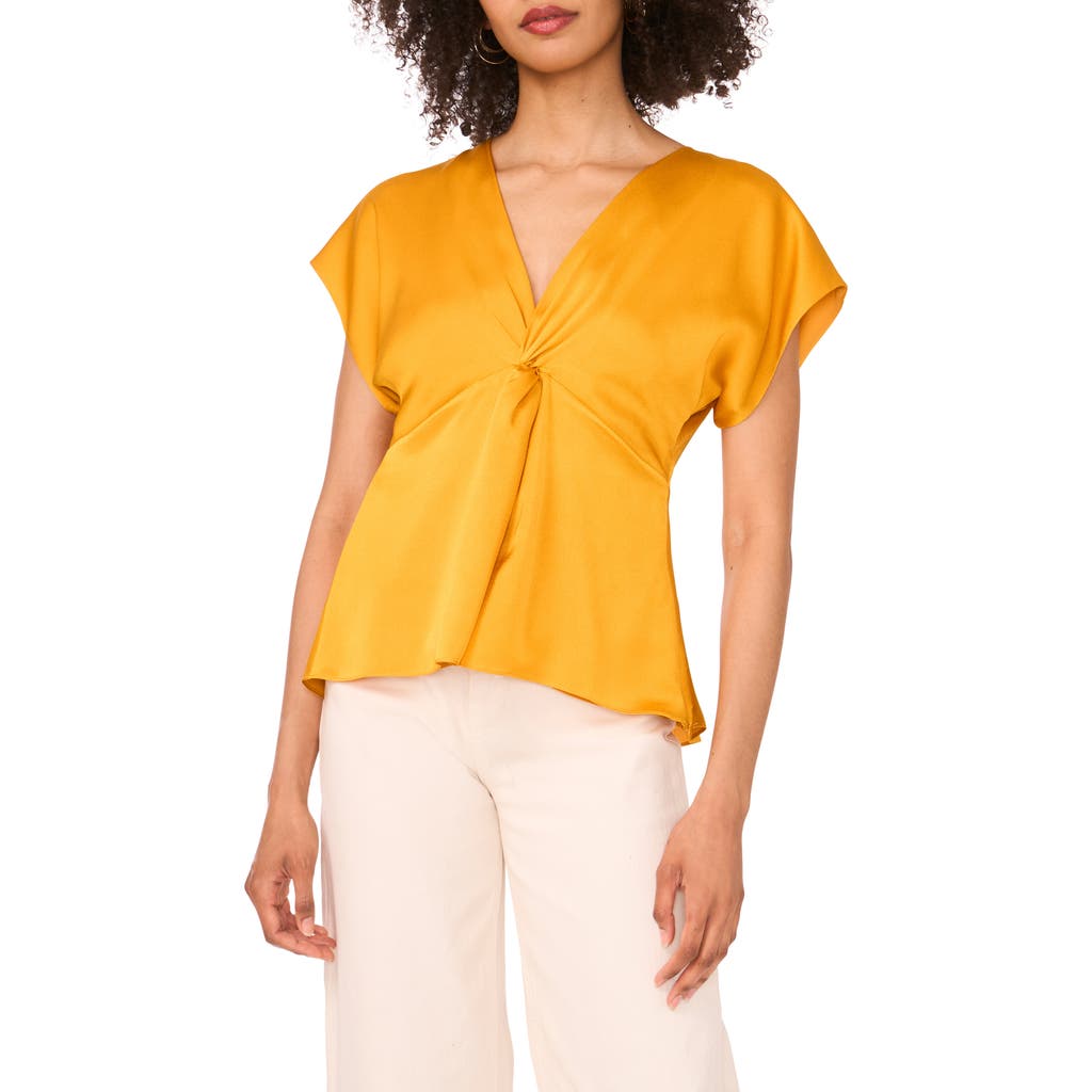 1.state Front Knot Peplum T-shirt In Yellow
