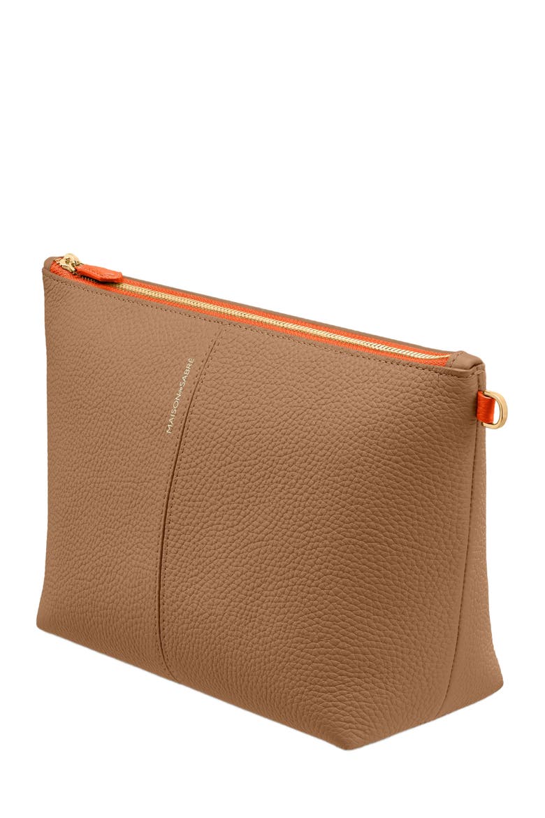 Medium Leather Flaire Pouch, Alternate, color, Manhattan Sandstone