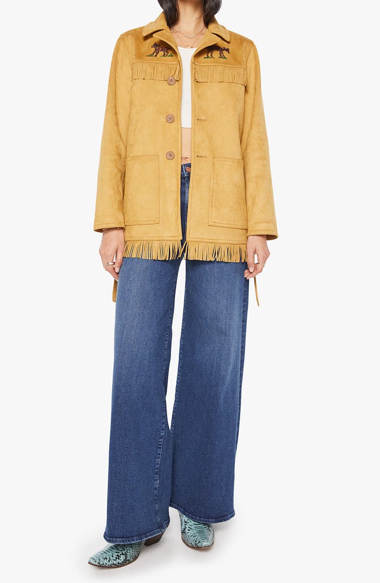 MOTHER The Roadside Fringe Faux Suede Jacket, Alternate, color, Oh Deer