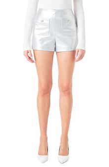 Pocket High Waist Faux Leather Shorts