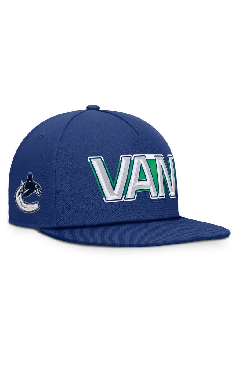 FANATICS Men's Fanatics Blue Vancouver Canucks Authentic Pro Rink Team Code Snapback Hat, Main, color, Blue