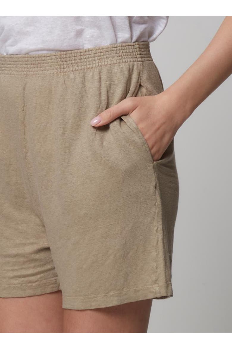 Linen Stretch Hand Dye Pull-On Shorts, Alternate, color, SABLE