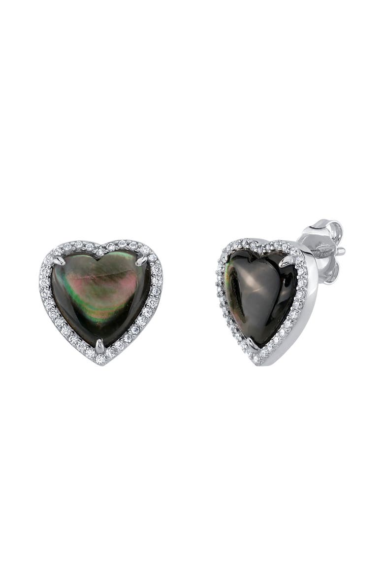 Black Mother of Pearl Heart - Shaped Ophelia Earrings, Main, color, Sterling Silver
