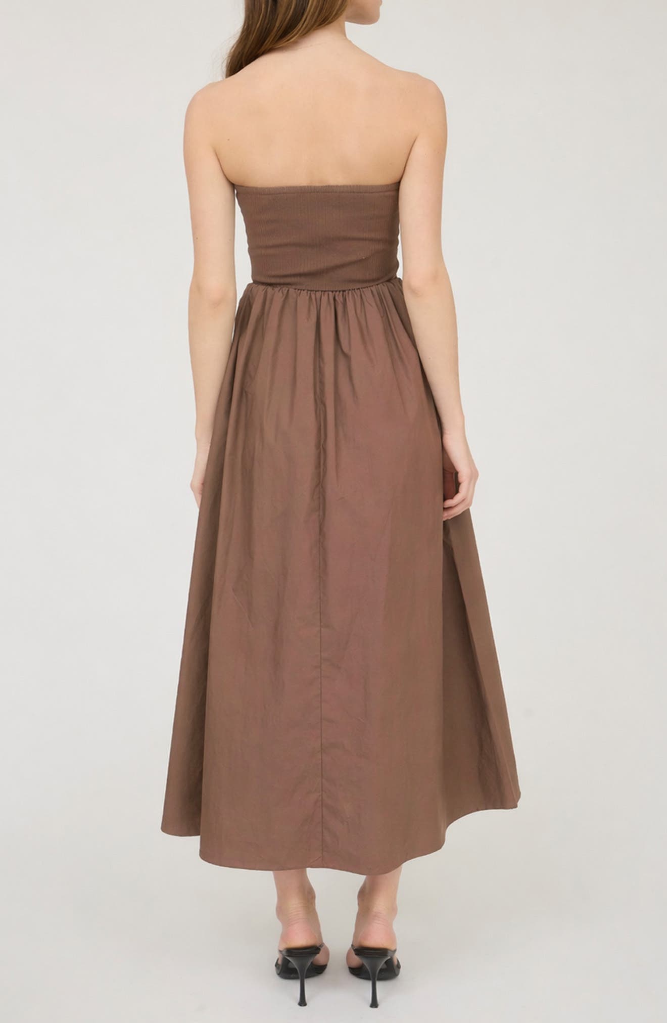 Mixed Media Strapless Midi Dress - image 4