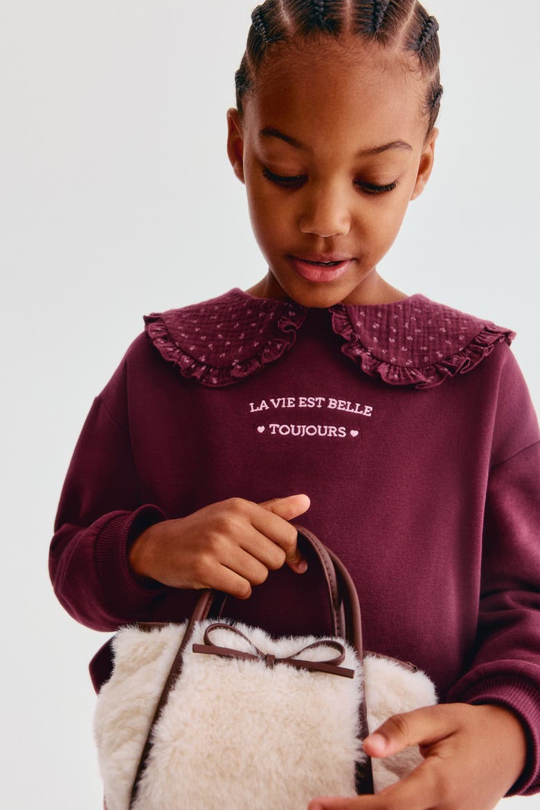 Sweatshirt With Collar, Alternate, color, Plum/floral