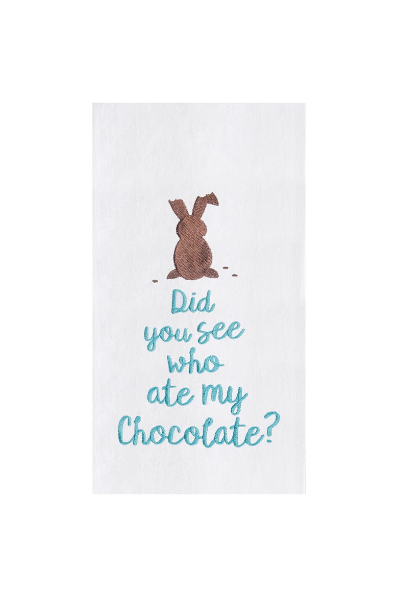 Ate My Chocolate Embroidered Cotton Flour Sack Kitchen Towel, Main, color, Brown