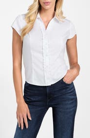 GUESS Katie Ruffle Trim Button-Up Shirt