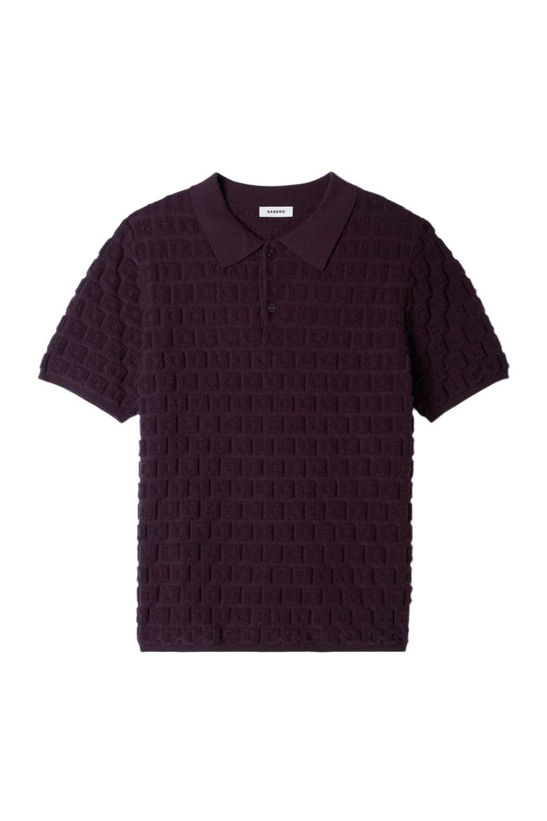 Terry knit polo shirt, Alternate, color, Chocolate