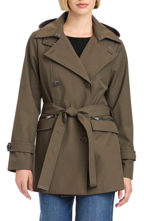 Double Breasted Hooded Trench Coat