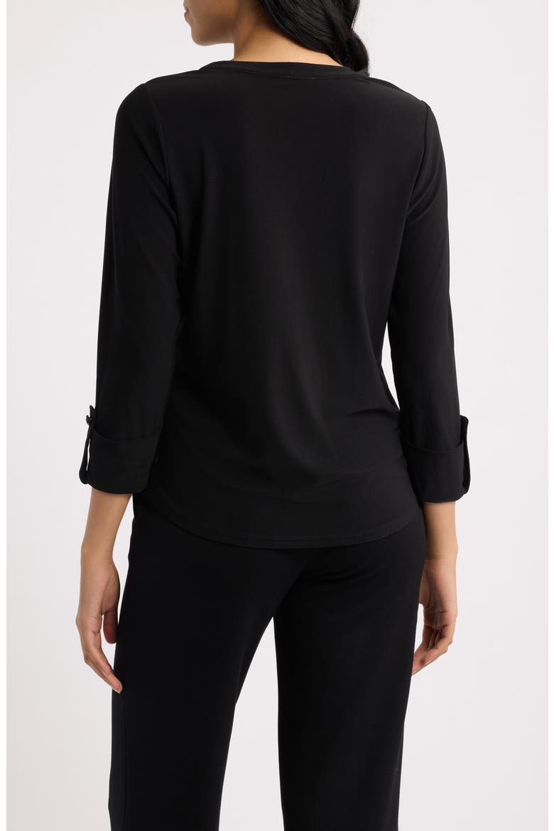 Heatset Embellished Roll Cuff Top, Alternate, color, ANNE BLACK
