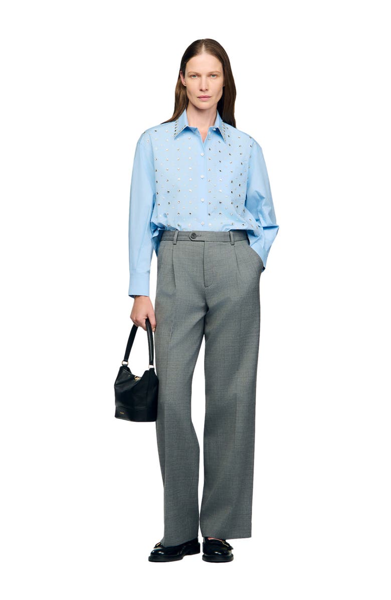 SANDRO Rhinestone shirt, Alternate, color, Sky Blue