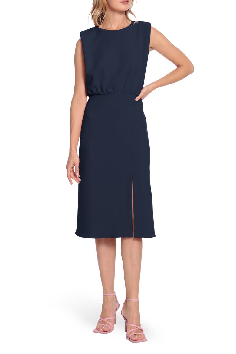 Cap Sleeve Midi Dress, Alternate, color, TWILIGHT NAVY