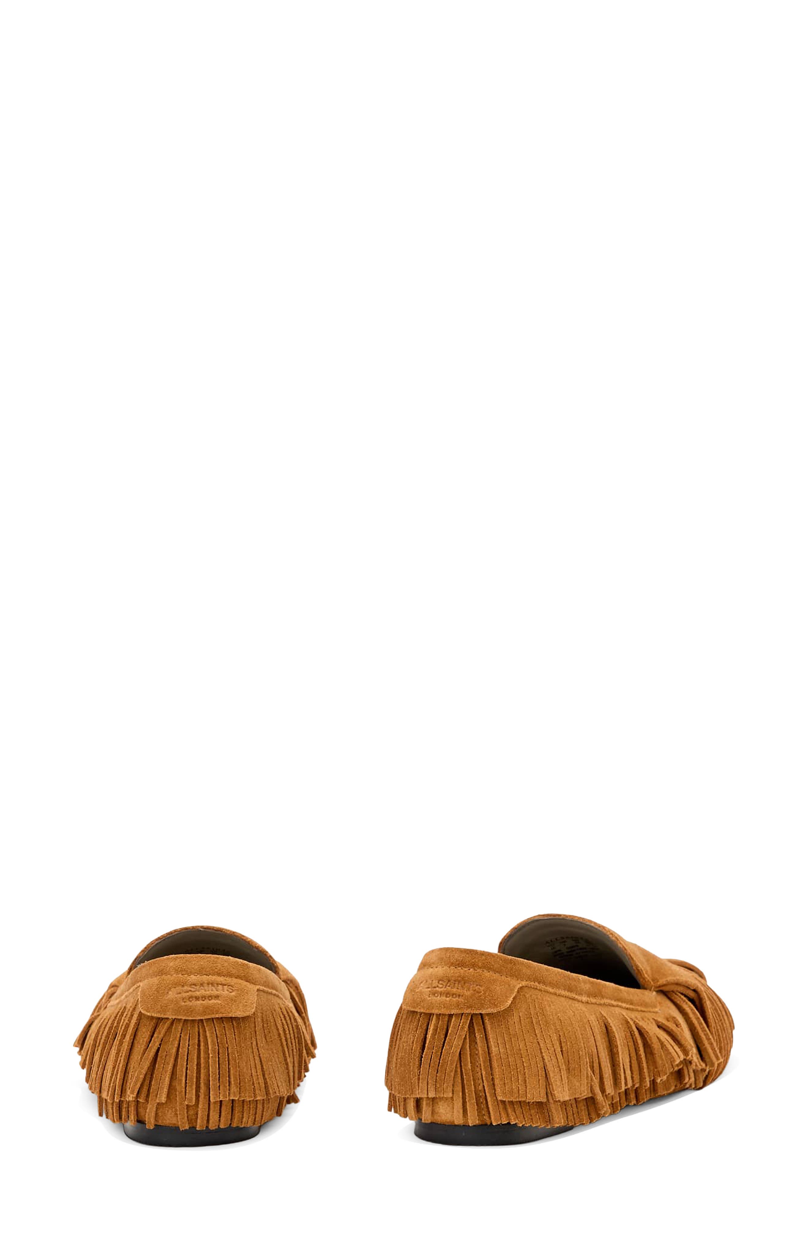AllSaints Sandy Fringe Loafer, Alternate, color, Tan Brown