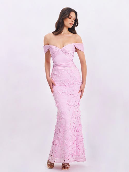 Miss Circle Dahlia Floral Lace Mermaid Gown In Pink