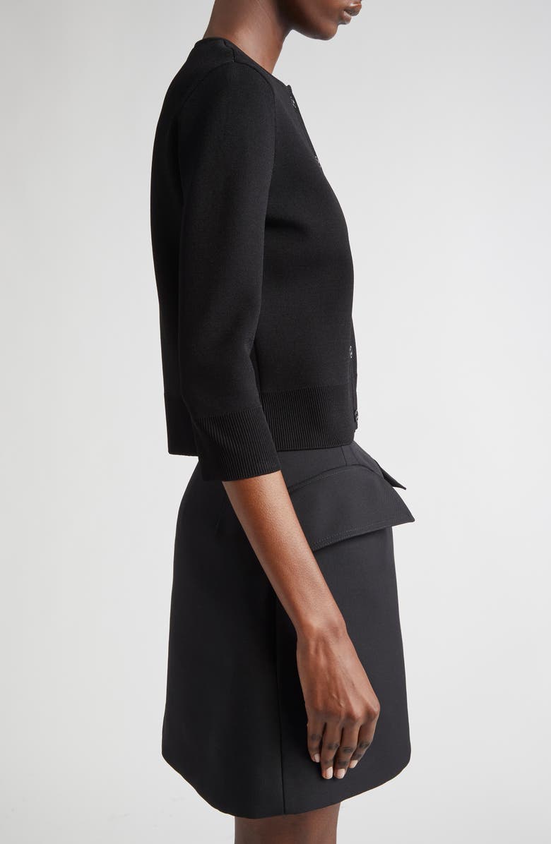 McQueen Banshee Embroidery Crop Cardigan, Alternate, color, Black/ Crystal