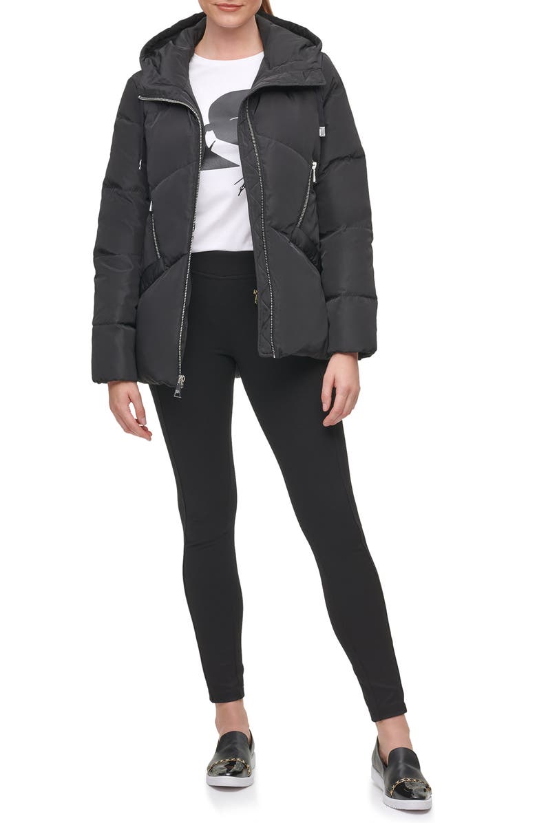 KARL LAGERFELD PARIS Water Resistant Hooded Down & Feather Puffer Jacket, Alternate, color, 