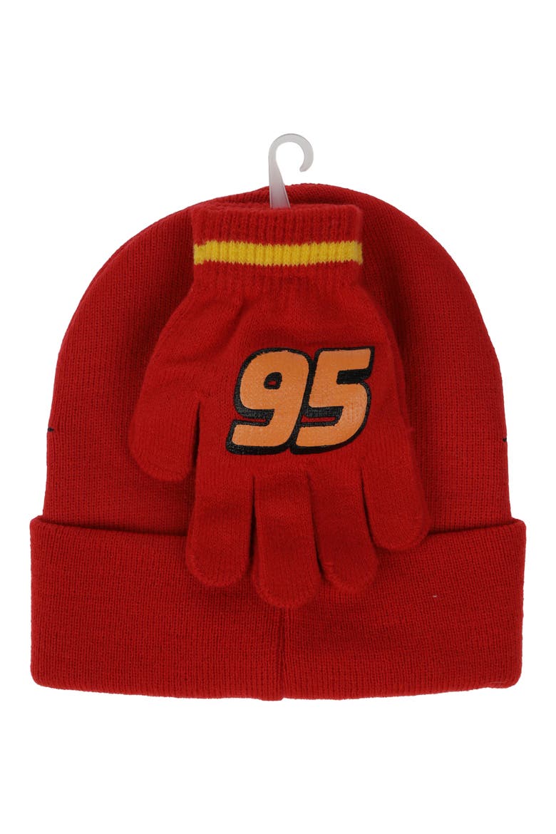 Kids' Cars Lightning McQueen Beanie & Gloves Set, Alternate, color, RED