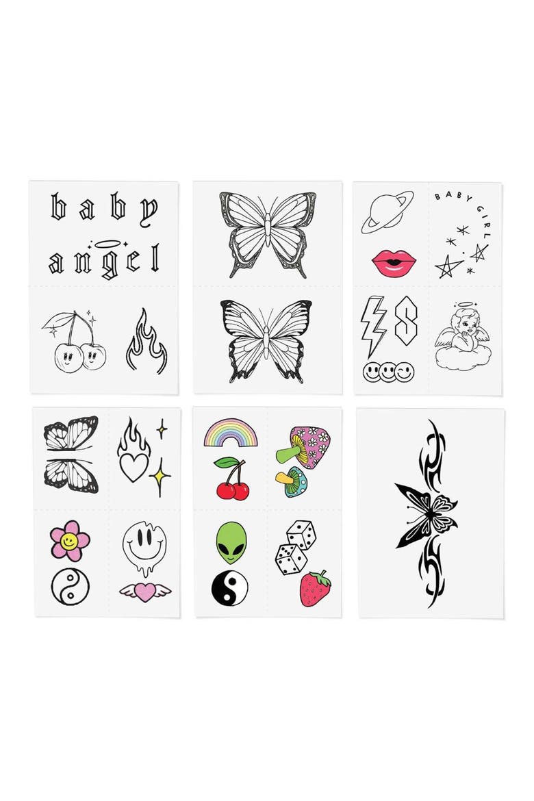 Y2K Nostalgia Temporary Tattoos, Alternate, color, MULTI