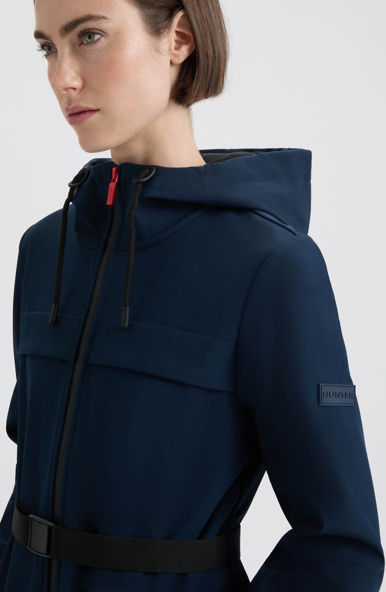 Hunter Crown 2.0 Water Repellent Hooded Softshell Coat, Alternate, color, Navy/ Hunter Green