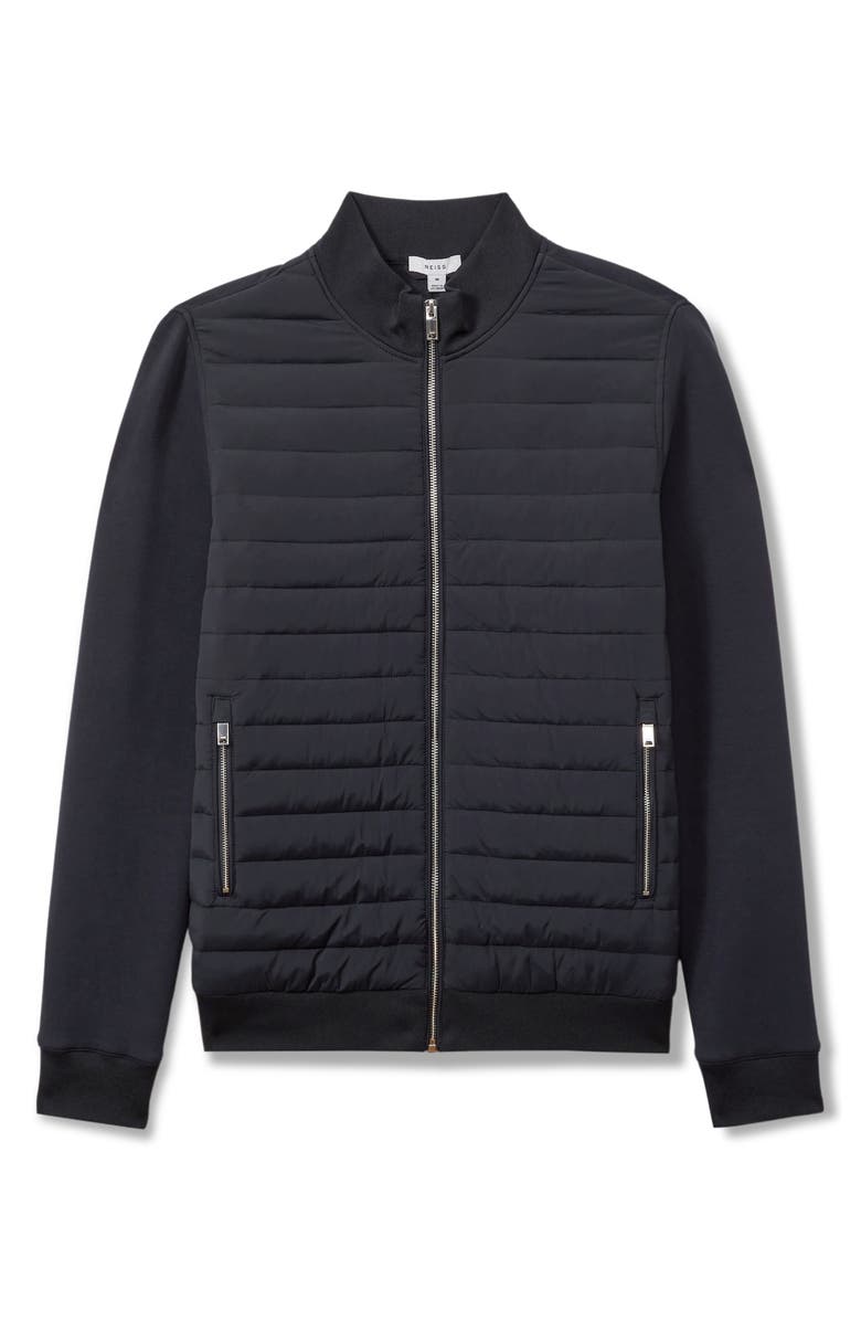 Reiss Freddie Mixed Media Jacket, Alternate, color, Navy