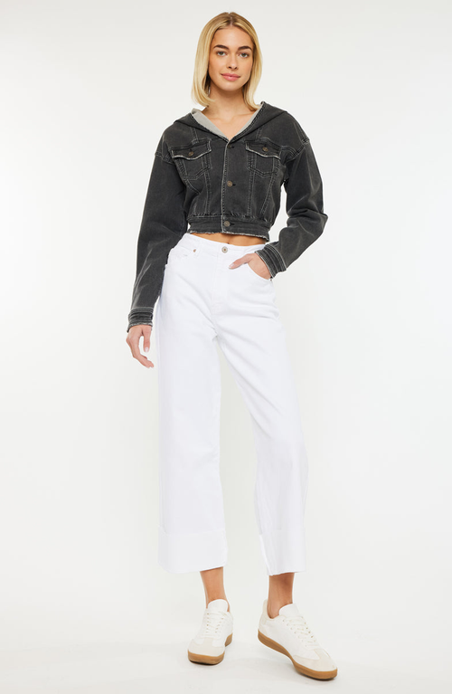 Kancan Andie Cropped Hooded Jacket In Animal Print