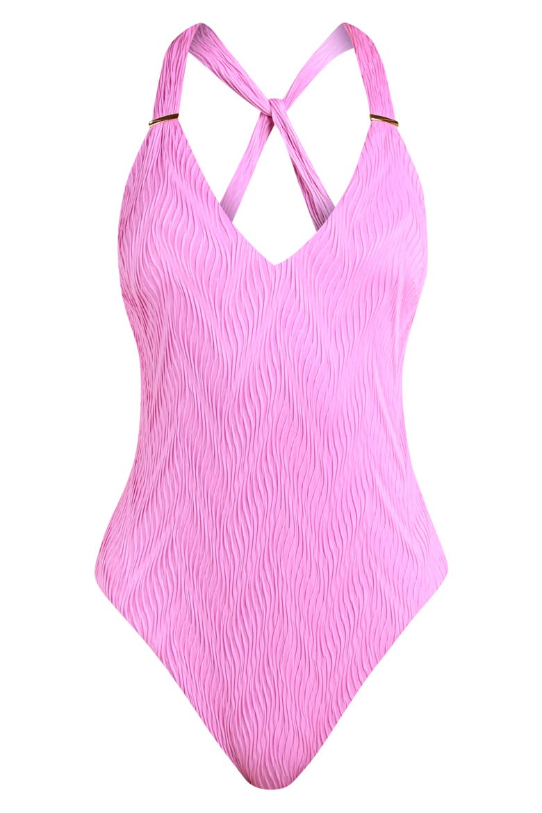 Etheral Echo Plunge One-Piece Swimsuit, Alternate, color, BLUSH