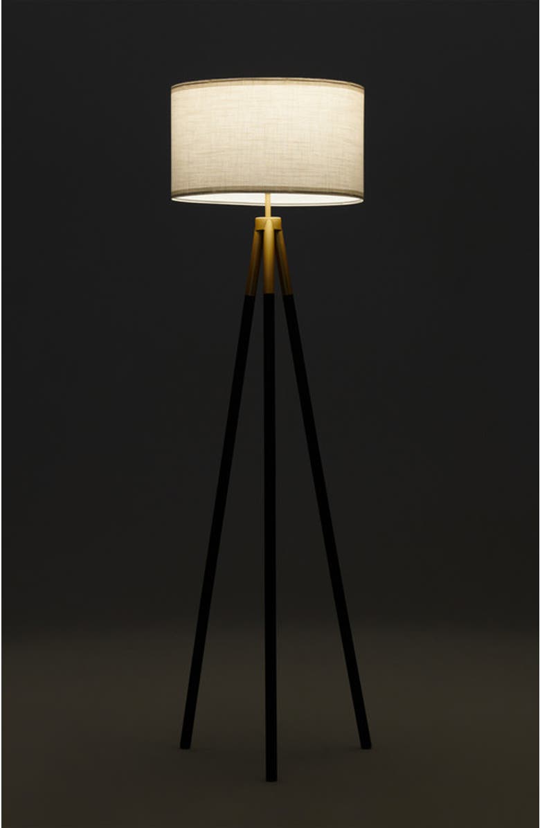 Brightech Levi 61" Modern LED Floor Lamp with Gold Accent, Bulb Included, Alternate, color, Classic Black