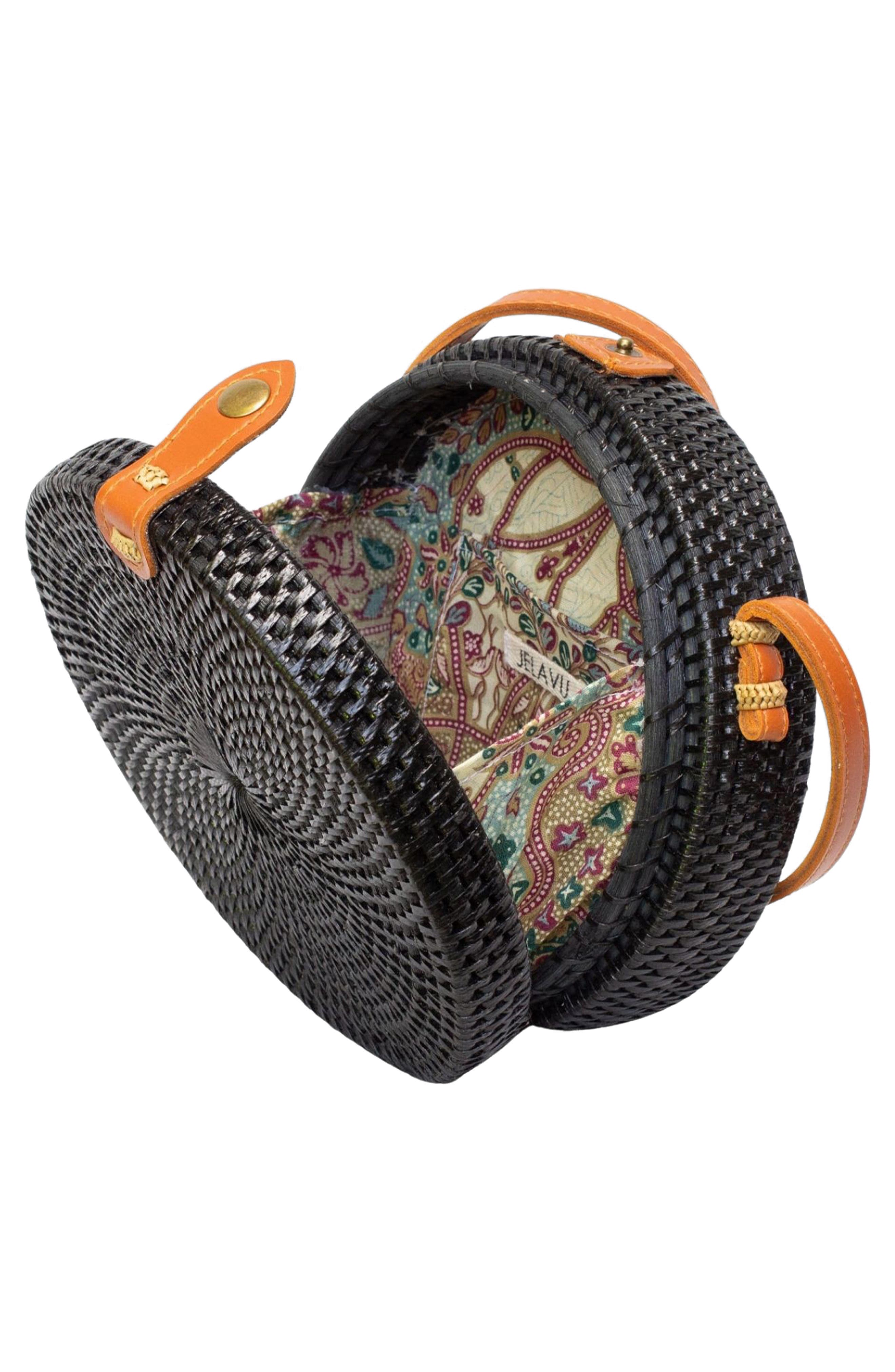 Jelavu Ata Bali Rattan Canteen Crossbody Bag, Alternate, color, Black