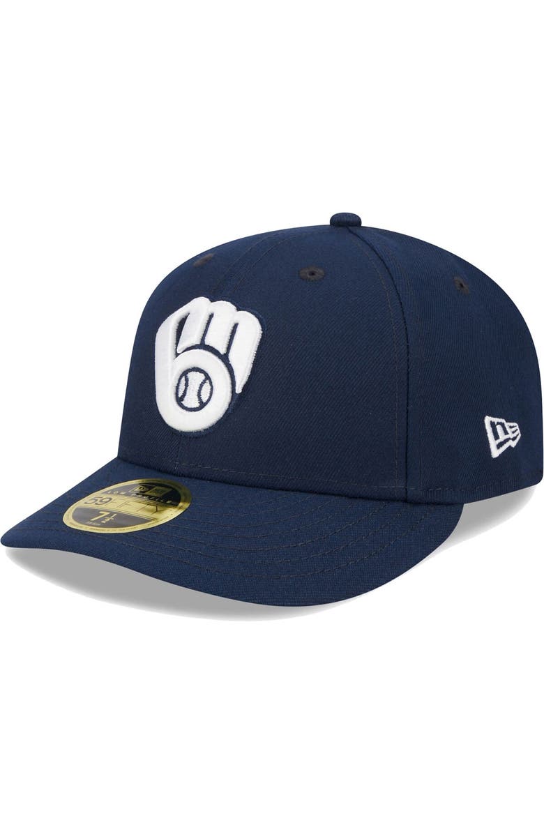 New Era Men's New Era Navy Milwaukee Brewers Oceanside Low Profile 59FIFTY Fitted Hat, Main, color, 