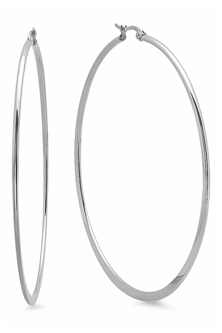 Slim Hoop Earrings, Main, color, SILVER