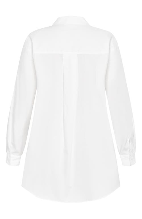 City Chic Callie Oversize Long Sleeve Button-up Shirt In White