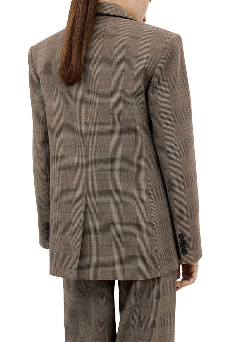 Check Print One-Button Blazer, Alternate, color, BROWN