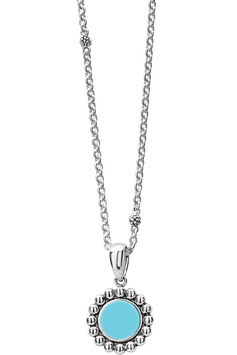 Maya Blue Ceramic Pendant Necklace, Main, color, SILVER