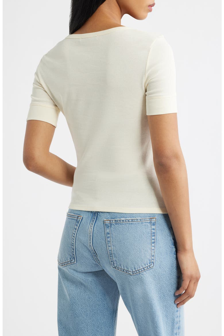 Camiseta Louise Semisheer Cotton Rib T-Shirt, Alternate, color, OFF WHITE