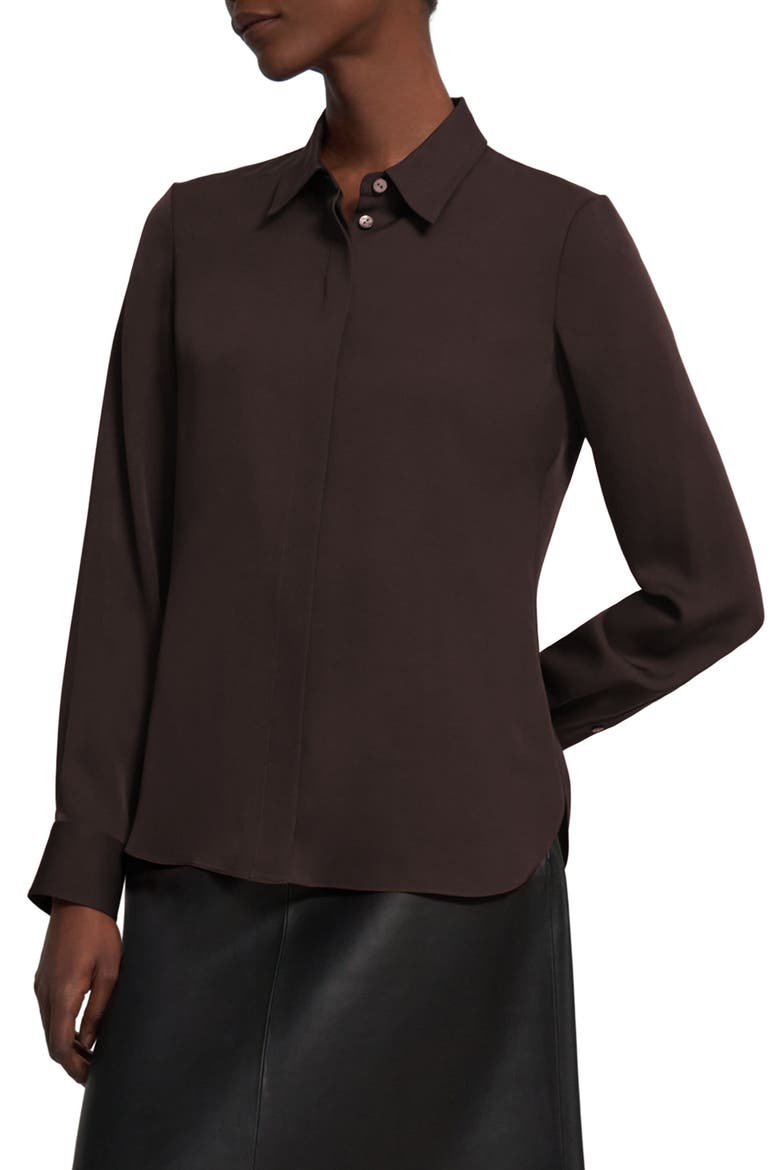 Classic Fitted Silk Shirt, Main, color, MINK