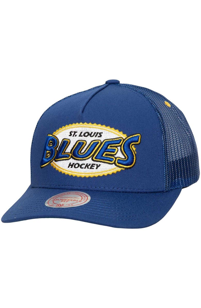 Mitchell & Ness Men's Mitchell & Ness Blue St. Louis Blues Team Seal Trucker Snapback Hat, Main, color, Blue