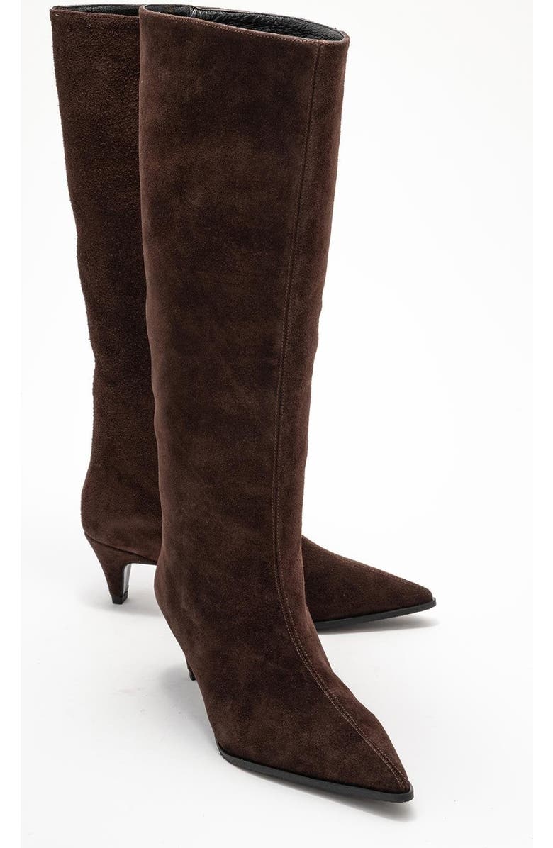 Forever & Always Shoes Siora Leather Knee High Boot, Alternate, color, Brown Suede Leather