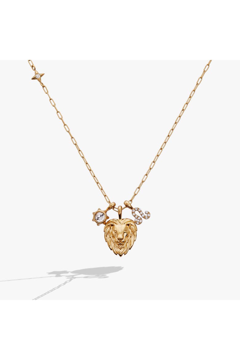 Leo Zodiac Charm Cluster Necklace, Main, color, Gold