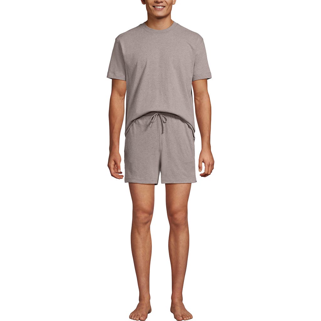 Lands' End Short Sleeve Knit Jersey Short Sleep Set In Silver