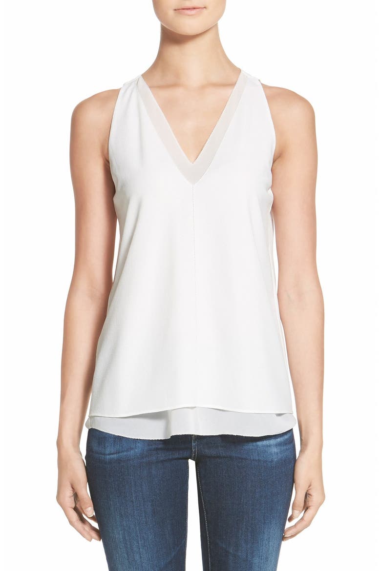 V-Neck Underlay Tank, Main, color, WHITE