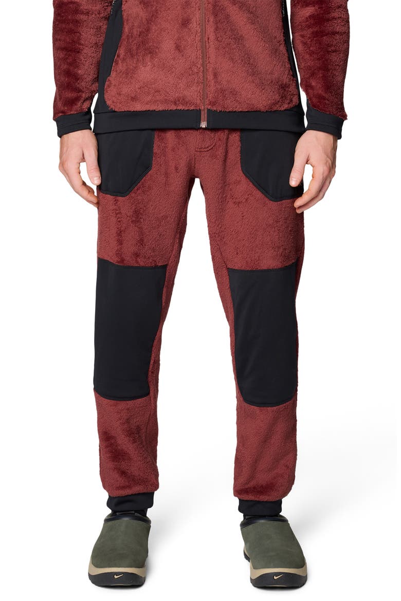 Polartec® High Loft Fleece Pants, Main, color, BOURBON BROWN/ BLACK