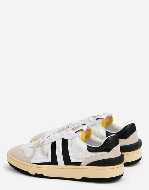 Lanvin Black And White Leather Clay Low Mesh Sneakers