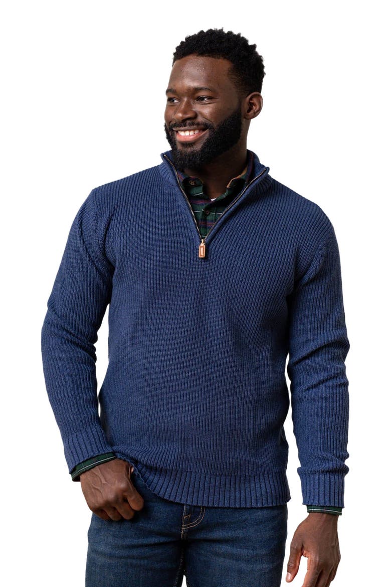 Men's Organic Half Zip Pullover, Main, color, Navy Marl