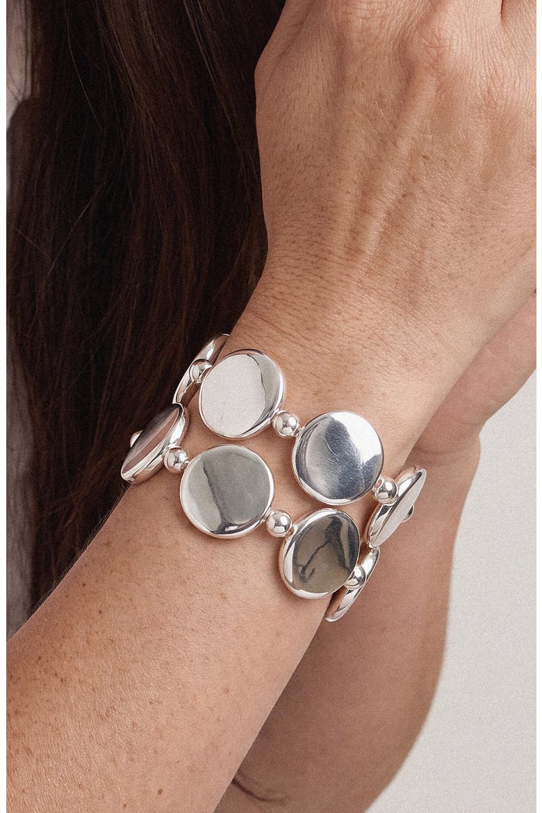 Disc Stretch Bracelet, Alternate, color, SILVER