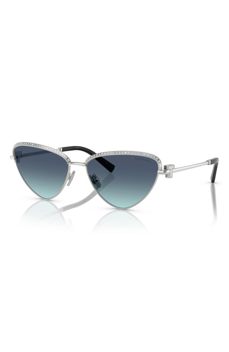 Tiffany & Co. 59mm Gradient Irregular Sunglasses, Alternate, color, Silver/ Blue Gradient
