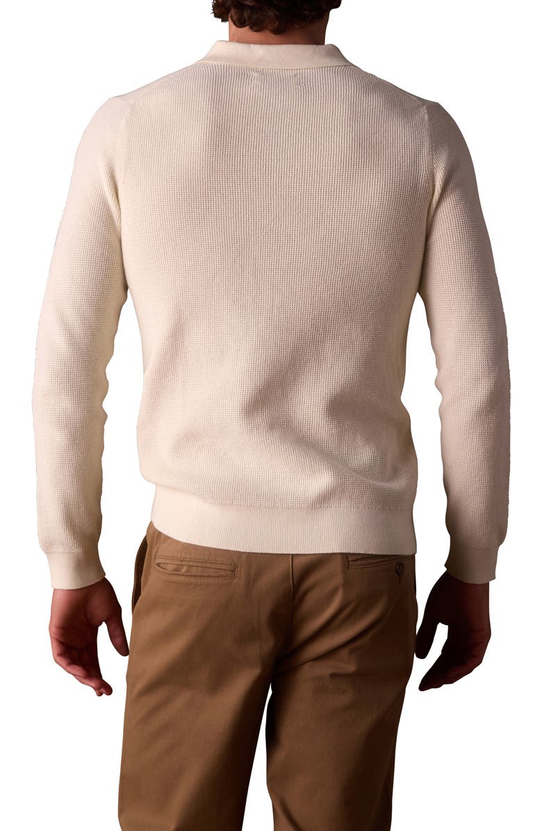 The Normal Brand Robles Long Sleeve Waffle Cotton Polo Sweater, Alternate, color, Cream